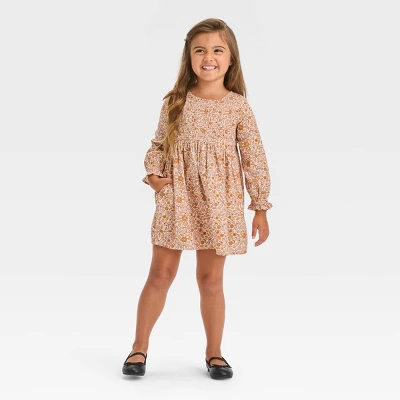 Toddler Girls' Floral Twill Long Sleeve Dress - Cat & Jack™ 4 Toddler Girls' Floral Twill Long Sleeve Dress - Cat & Jack™ - Image 2