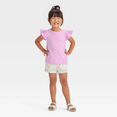 Toddler Cream Hearts Knit Shorts - Cat & Jack™ Cream 4 Toddler Cream Hearts Knit Shorts - Cat & Jack™ Cream - Image 2