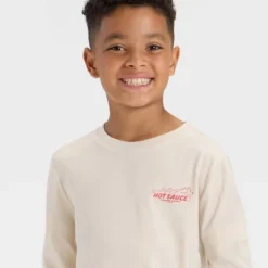 Boys' Long Sleeve 'Hot Sauce' Graphic T-Shirt - Cat & Jack™ Beige