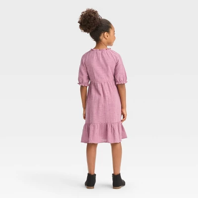 Girls' Short Sleeve Eyelet Dress - Cat & Jack™ 3 Girls' Short Sleeve Eyelet Dress - Cat & Jack™