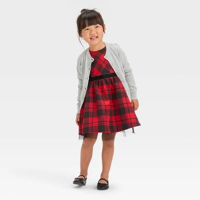 Toddler Girls' Plaid Dress - Cat & Jack™ Red 4 Toddler Girls' Plaid Dress - Cat & Jack™ Red - Image 2