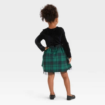 Toddler Girls' Checkered Dress - Cat & Jack™ Green 3 Toddler Girls' Checkered Dress - Cat & Jack™ Green