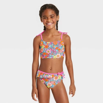 Girls' 2pc Flower Child Bikini Set - Cat & Jack™ Pink 5 Girls' 2pc Flower Child Bikini Set - Cat & Jack™ Pink - Image 3