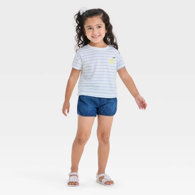 Toddler Girls' Lemon Striped Graphic T-Shirt - Cat & Jack™ Light Blue 5 Toddler Girls' Lemon Striped Graphic T-Shirt - Cat & Jack™ Light Blue - Image 3