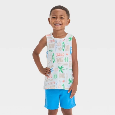 Toddler Boys' Short Sleeve Surf And Sun Tank Top - Cat & Jack™ Cream 5 Toddler Boys' Short Sleeve Surf And Sun Tank Top - Cat & Jack™ Cream - Image 3