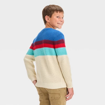 Boys' Colorblock Pullover Sweater - Cat & Jack™ Blue 3 Boys' Colorblock Pullover Sweater - Cat & Jack™ Blue