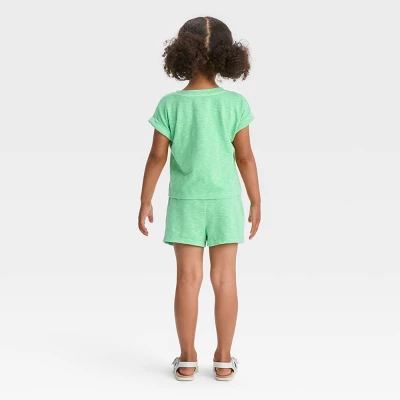 Toddler Girls' Seashell Washed Top & Bottom Set - Cat & Jack™ Green 3 Toddler Girls' Seashell Washed Top & Bottom Set - Cat & Jack™ Green
