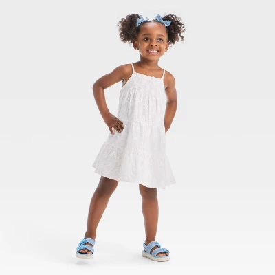 Toddler Girls' Eyelet Embroidered Tank Dress - Cat & Jack™ White 4 Toddler Girls' Eyelet Embroidered Tank Dress - Cat & Jack™ White - Image 2