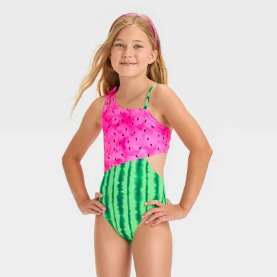 Girls' 'One In A Melon' Fruit Printed One Piece Swimsuit - Cat & Jack™ 5 Girls' 'One In A Melon' Fruit Printed One Piece Swimsuit - Cat & Jack™ - Image 3