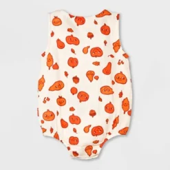 Baby Autumn Gauze Short Sleeve Romper - Cat & Jack™ Cream