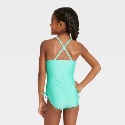 Girls' Fancy Scales One Piece Swimsuit - Cat & Jack™️ Light Teal Green 4 Girls' Fancy Scales One Piece Swimsuit - Cat & Jack™️ Light Teal Green - Image 2