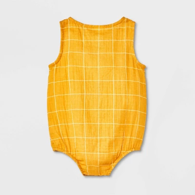 Baby Sun Gauze Tank Henley Romper - Cat & Jack™ Yellow 3 Baby Sun Gauze Tank Henley Romper - Cat & Jack™ Yellow