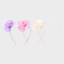 Girls' 3pk Chiffon Flower Headbands - Cat & Jack™ Pink/Purple/White: Kids Hair Accessories