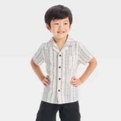 Toddler Boys' Striped Woven Shirt - Cat & Jack™ Black/White -Kid Clothing GUEST 35ec1e0d 845c 4d7d b43b 53ac8b2a58c0