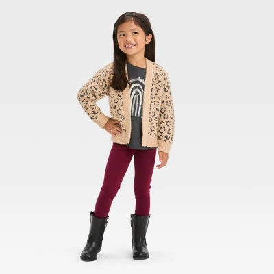 Toddler Girls' Animal Jacquard Cardigan - Cat & Jack™ Beige 4 Toddler Girls' Animal Jacquard Cardigan - Cat & Jack™ Beige - Image 2
