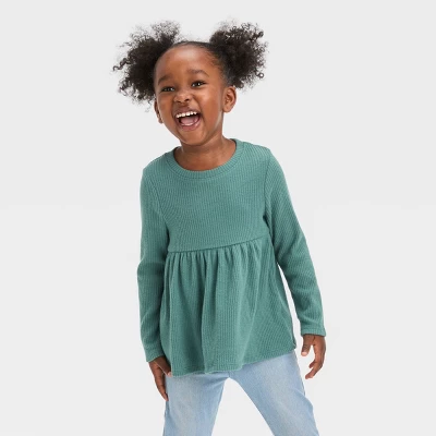 Toddler Girls' Ribbed Shirt - Cat & Jack™ Green 5 Toddler Girls' Ribbed Shirt - Cat & Jack™ Green - Image 3