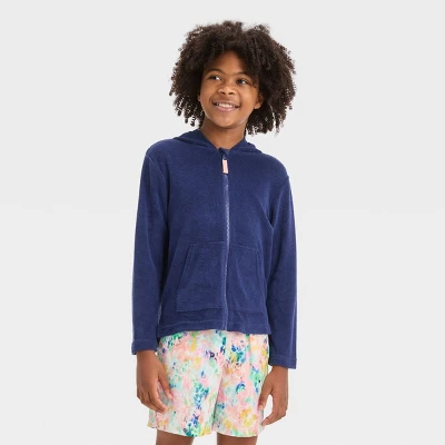 Boys' Solid Zip-Up Cover Up Top - Cat & Jack™ Blue 5 Boys' Solid Zip-Up Cover Up Top - Cat & Jack™ Blue - Image 3