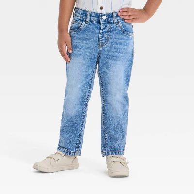 Toddler Boys' Button-Front Straight Leg Denim Pants - Cat & Jack™Medium Wash 5 Toddler Boys' Button-Front Straight Leg Denim Pants - Cat & Jack™Medium Wash - Image 3