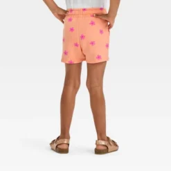 Toddler Orange Daisy Knit Shorts - Cat & Jack™ Peach Orange