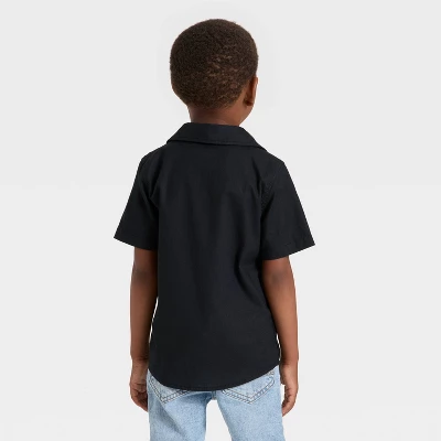 Toddler Boys' Short Sleeve Halloween Button-Down Shirt - Cat & Jack™ Black 3 Toddler Boys' Short Sleeve Halloween Button-Down Shirt - Cat & Jack™ Black