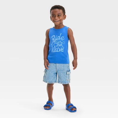 Toddler Boys' Short Sleeve Ride The Wave Tank Top - Cat & Jack™ Blue 5 Toddler Boys' Short Sleeve Ride The Wave Tank Top - Cat & Jack™ Blue - Image 3