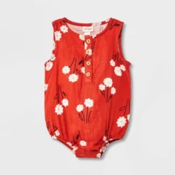 Baby Floral Gauze Tank Henley Romper - Cat & Jack™ Red 9 Baby Floral Gauze Tank Henley Romper - Cat & Jack™ Red -Kid Clothing GUEST 3c47c6e4 8c28 4fad 9556 e437234d833f