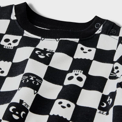 Baby 2pc Checkered Sweatshirt & Jogger Pants Set - Halloween - Cat & Jack™ Black 4 Baby 2pc Checkered Sweatshirt & Jogger Pants Set - Halloween - Cat & Jack™ Black - Image 2
