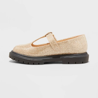 Toddler Girls' Londyn Lug Sole Mary Jane Shoes - Cat & Jack™ Gold 3 Toddler Girls' Londyn Lug Sole Mary Jane Shoes - Cat & Jack™ Gold
