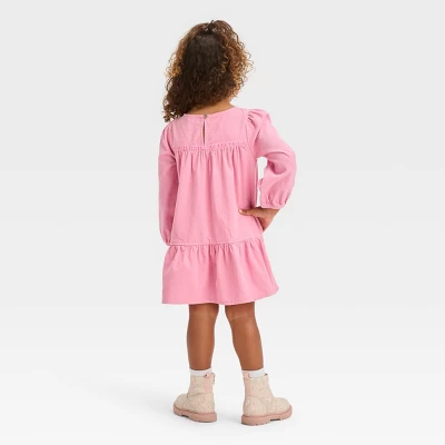 Toddler Girls' Rose Sequin Corduroy Long Sleeve Dress - Cat & Jack™ Dusty Pink 3 Toddler Girls' Rose Sequin Corduroy Long Sleeve Dress - Cat & Jack™ Dusty Pink