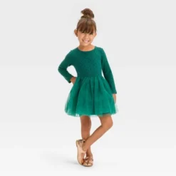 Toddler Girls' Dot Long Sleeve Knit Tulle Dress - Cat & Jack™ Green 7 Toddler Girls' Dot Long Sleeve Knit Tulle Dress - Cat & Jack™ Green -Kid Clothing GUEST 3e761a1f 168d 498c add3 8ee80d04683b
