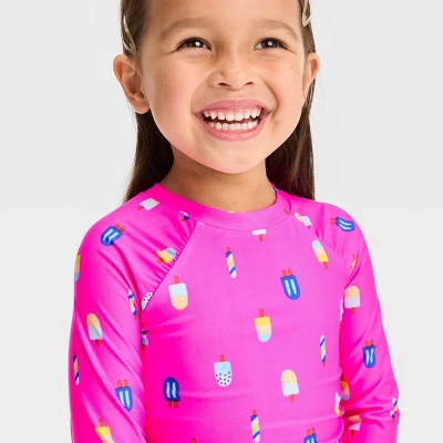 Toddler Girls' Ice Cream Cone Rash Guard Set - Cat & Jack™ Pink 3 Toddler Girls' Ice Cream Cone Rash Guard Set - Cat & Jack™ Pink