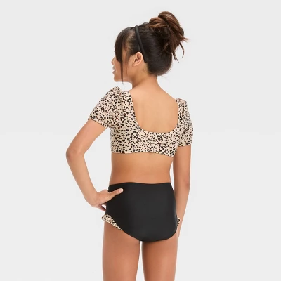 Girls' Leopard Spot Printed Bikini Set - Cat & Jack™ Beige 4 Girls' Leopard Spot Printed Bikini Set - Cat & Jack™ Beige - Image 2