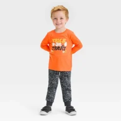Toddler Boys' Halloween Long Sleeve T- Shirt And Pull-On Pants - Cat & Jack™ Orange -Kid Clothing GUEST 4104ef12 d2a9 489a be8e c124cd4b4889