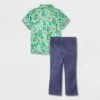 Toddler Boys' Adaptive 2pc Floral Printed Woven Short Sleeve Shirt And Pants Set With Bowtie - Cat & Jack™ Green 1 Toddler Boys' Adaptive 2pc Floral Printed Woven Short Sleeve Shirt And Pants Set With Bowtie - Cat & Jack™ Green -Kid Clothing GUEST 41238c0d 770e 49df b225 c8002632ec08