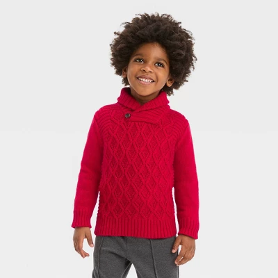 Toddler Boys' Shawl Collar Sweater - Cat & Jack™ Red 5 Toddler Boys' Shawl Collar Sweater - Cat & Jack™ Red - Image 3