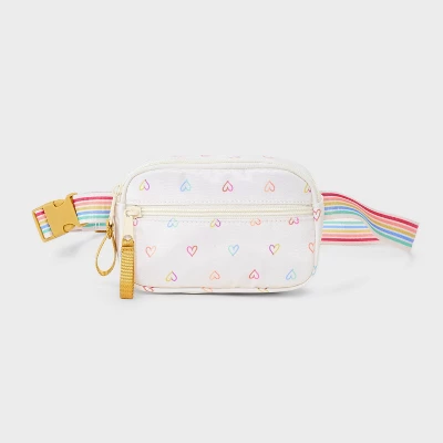 Girls' Heart Print Fanny Crossbody Bag - Cat & Jack™️ White: Adjustable Strap, Lightweight Miniature Design, Woven Polyester 6 Girls' Heart Print Fanny Crossbody Bag - Cat & Jack™️ White: Adjustable Strap, Lightweight Miniature Design, Woven Polyester - Image 4