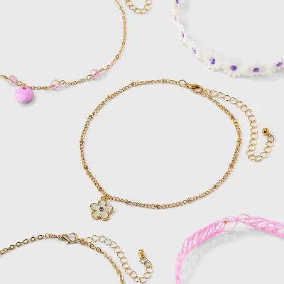 Girls' 5pk Flowers And Butterflies Necklace Set - Cat & Jack™️: Choker Style, Acrylic, Zinc Alloy 4 Girls' 5pk Flowers And Butterflies Necklace Set - Cat & Jack™️: Choker Style, Acrylic, Zinc Alloy - Image 2