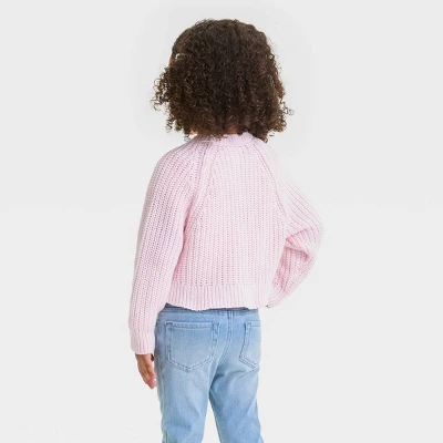 Toddler Girls' Midweight Cardigan - Cat & Jack™ Pink 3 Toddler Girls' Midweight Cardigan - Cat & Jack™ Pink