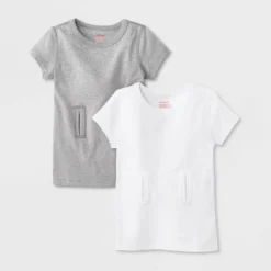 Toddler Kids' Adaptive 2pk Short Sleeve Undershirt With Abdominal Access - Cat & Jack™ Gray/White -Kid Clothing GUEST 44cd3bd3 0857 4299 82d8 839a929c0992
