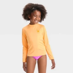 Girls' Sun Long Sleeve Rash Guard Top - Cat & Jack™ Orange -Kid Clothing GUEST 46e21711 24d3 4d84 853e f622c773d373