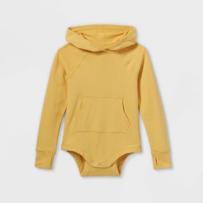 Girls' Adaptive Hooded Adjustable Long Sleeve Bodysuit - Cat & Jack™ Light Mustard Yellow 5 Girls' Adaptive Hooded Adjustable Long Sleeve Bodysuit - Cat & Jack™ Light Mustard Yellow - Image 3