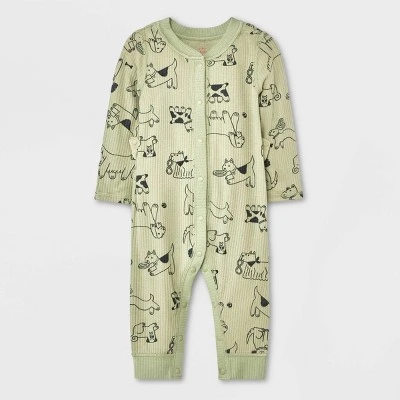 Baby Ribbed Snap Adaptive Romper - Cat & Jack™ Green 3 Baby Ribbed Snap Adaptive Romper - Cat & Jack™ Green
