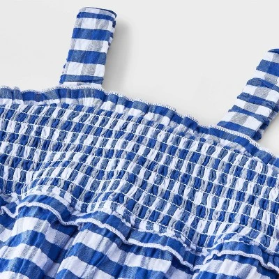 Baby Girls' Gingham Romper - Cat & Jack™ Blue 4 Baby Girls' Gingham Romper - Cat & Jack™ Blue - Image 2
