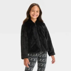 Girls' Faux Fur Zip-Up Jacket - Cat & Jack™ -Kid Clothing GUEST 47d9186f 7d68 4c65 b809 05ec359fd62c