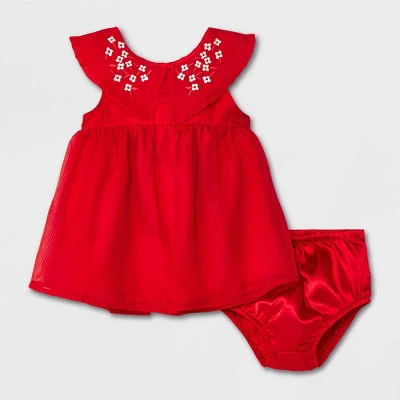 Baby Girls' Organza Embroidered Dress - Cat & Jack™ Red 5 Baby Girls' Organza Embroidered Dress - Cat & Jack™ Red - Image 3