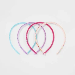 Girls' 4pk Heart And Butterfly Glitter Headband Set - Cat & Jack™: Hair Styling Accessories, All Hair Types, Plastic, Recycled Polyester