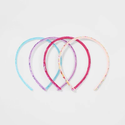 Girls' 4pk Heart And Butterfly Glitter Headband Set - Cat & Jack™: Hair Styling Accessories, All Hair Types, Plastic, Recycled Polyester 3 Girls' 4pk Heart And Butterfly Glitter Headband Set - Cat & Jack™: Hair Styling Accessories, All Hair Types, Plastic, Recycled Polyester