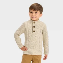 Toddler Boys' Mock Neck Sweater - Cat & Jack™ Oatmeal Heather Beige -Kid Clothing GUEST 4bebf585 6ec6 4794 a8d9 729819e560c9