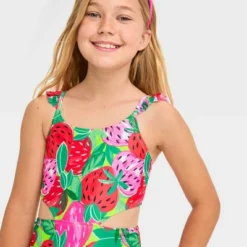 Girls' 'Berry Sweet' Fruit Printed One Piece Swimsuit - Cat & Jack™