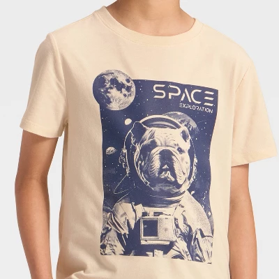 Boys' Short Sleeve Space Bulldog Graphic T-Shirt - Cat & Jack™ Beige 3 Boys' Short Sleeve Space Bulldog Graphic T-Shirt - Cat & Jack™ Beige